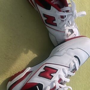 New Balance White and Red Sneakers